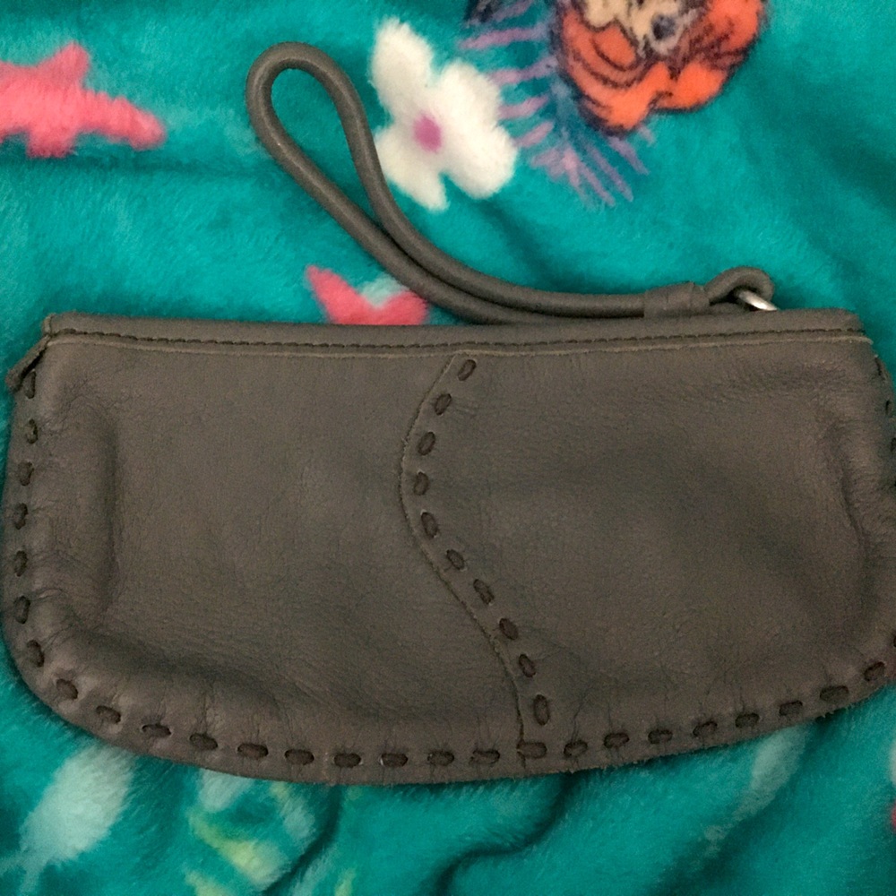 Lucky brand grey leather wristlet never used like new